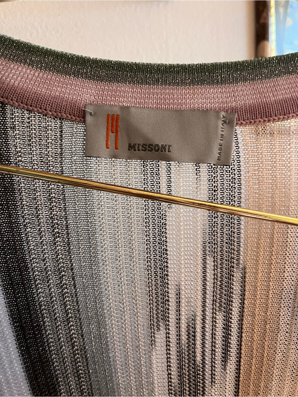 Missoni Striped Metallic Knit Duster Sweater — Pink, Silver, Black, Cream